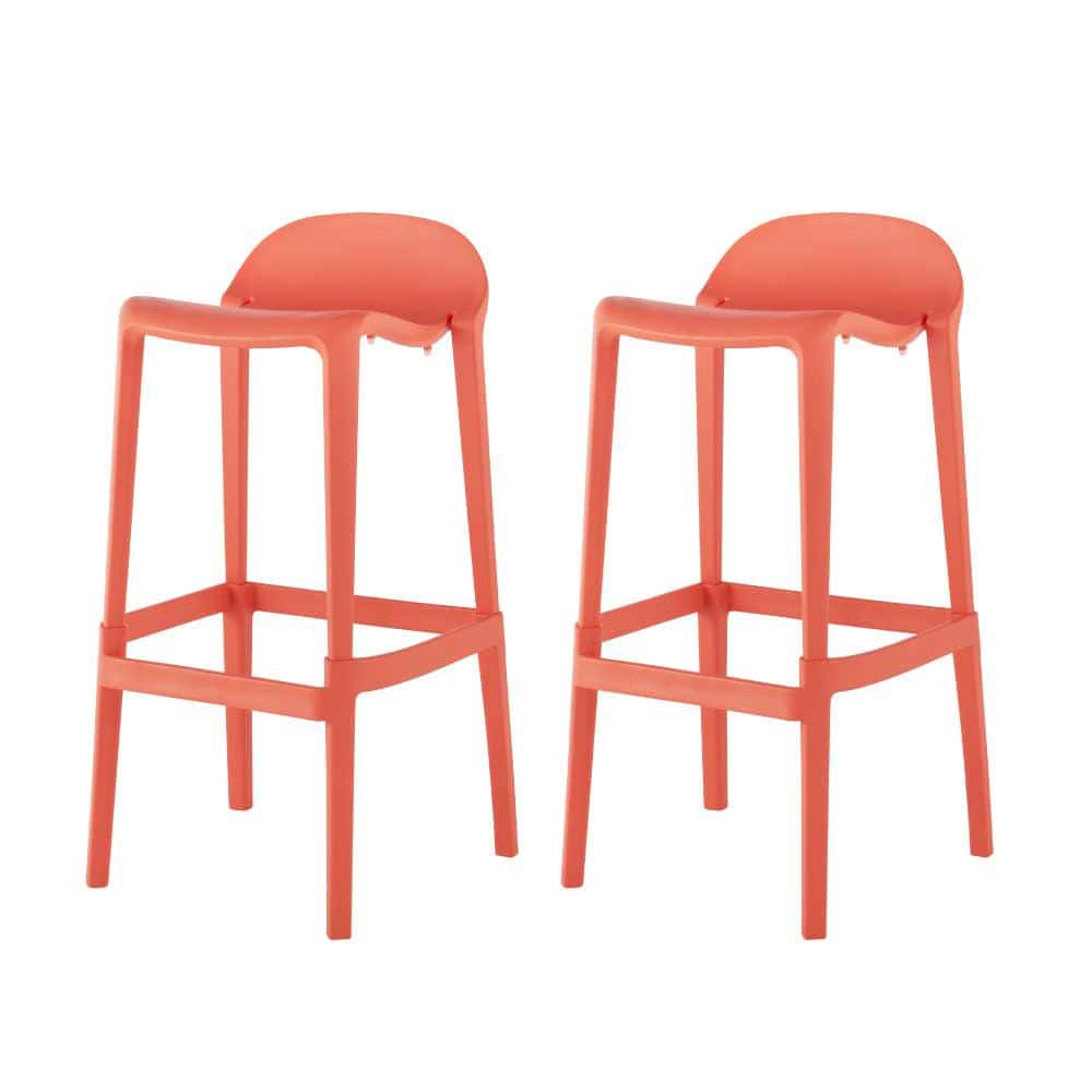 Salmon Saddle Style 25" Resin Barstool with Anti-Skid Footpads