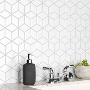 Metro Rhombus Matte White 6 in. x 6 in. Porcelain Mosaic Take Home Tile Sample