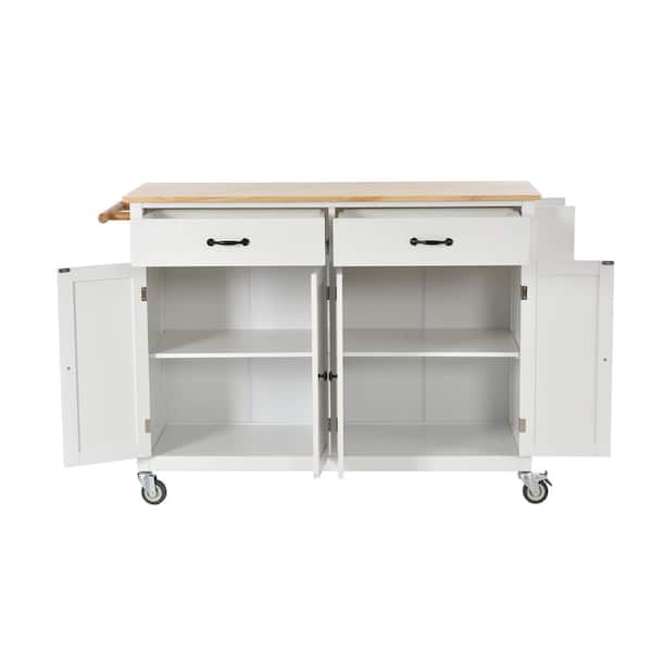 Nestfair White Wood Base with Mdf Wood Top Rolling Kitchen Island (18.5-in x 54.33-in x 36.22-in)