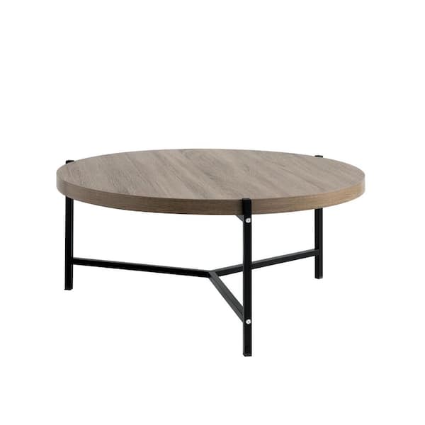 HomeRoots Mariana 36.5 in. Sandy Brown Round Wood Coffee Table