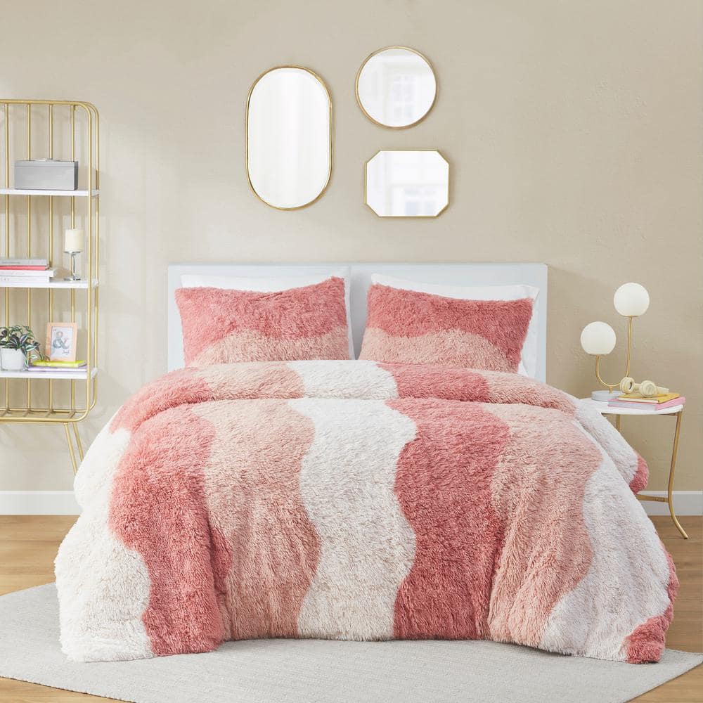 Intelligent Design Bridget Polyester 2-Pcs Blush Multi Twin/Twin XL Ombre  Shaggy Faux Fur Comforter Set ID10-2230 - The Home Depot