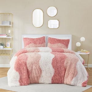 Bridget Polyester 2-Pcs Blush Multi Twin/Twin XL Ombre Shaggy Faux Fur Comforter Set