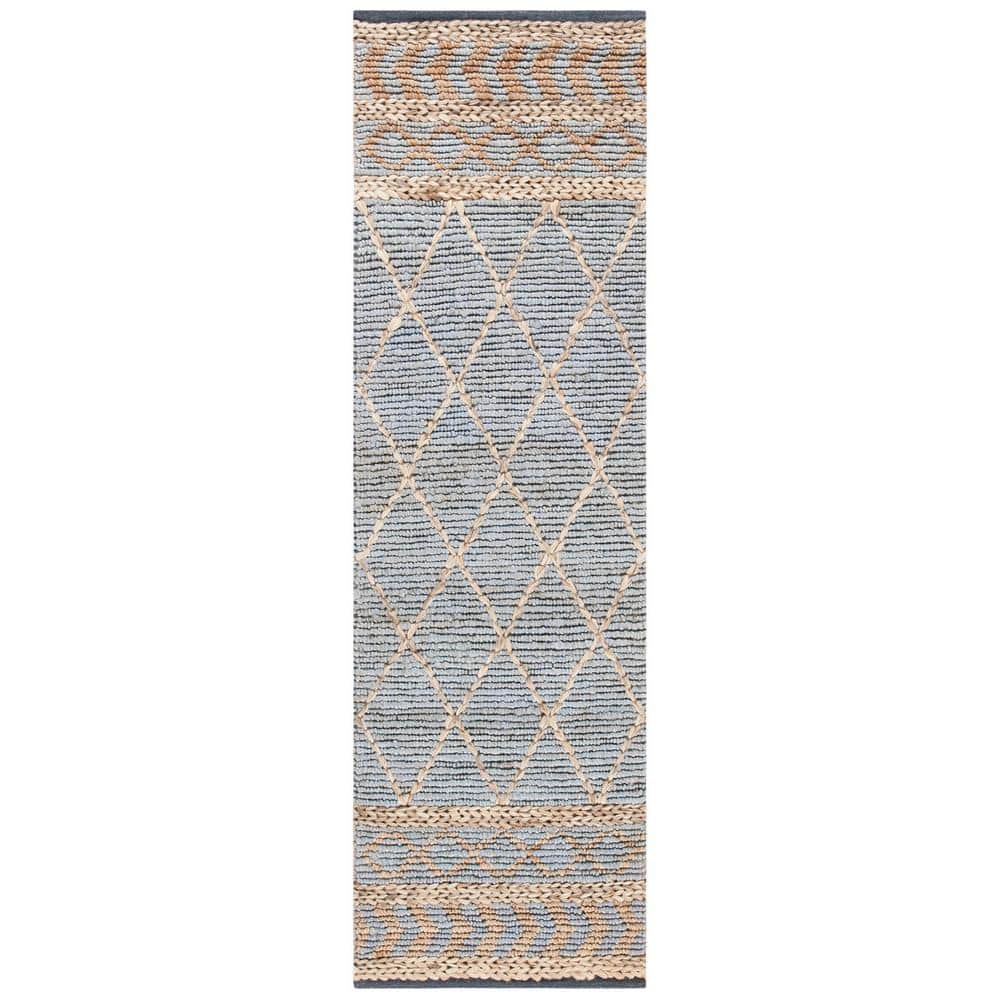 Hand-Knotted Blue Cotton Blend 27" Easy-Care Runner Rug