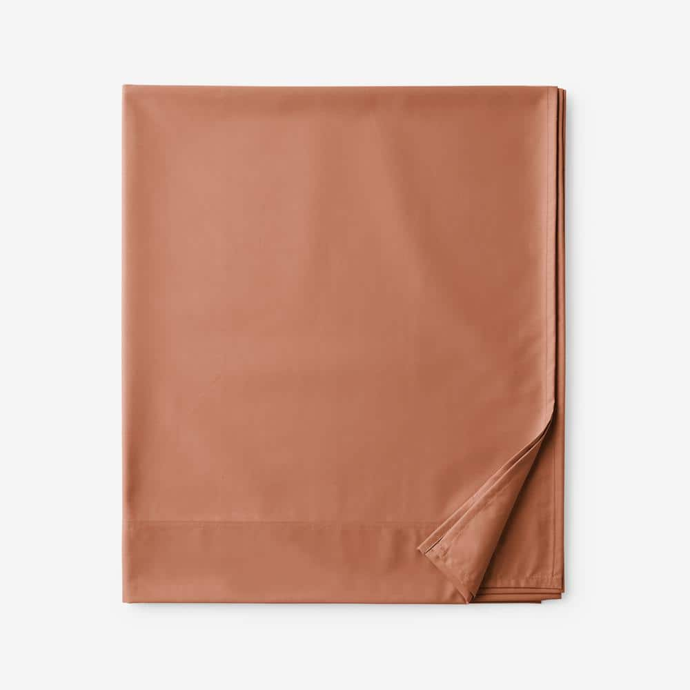 Company Cotton Wrinkle-Free Caramel Sateen King Flat Sheet -  The Company Store, E5G1-K-CARAMEL