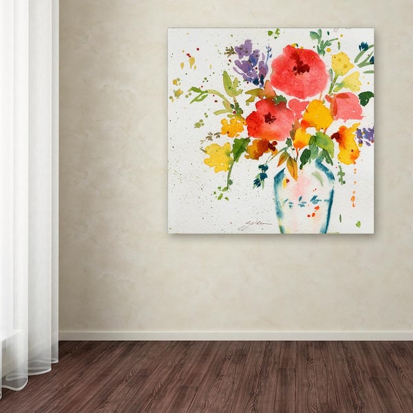 24 in. x 24 in. White Vase with Bright Flowers Canvas Art