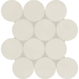 Indoterra White Desert 13 in. x 13 in. Matte Porcelain Concrete Look Circle Mosaic Tile (4.79 sq. ft./case)