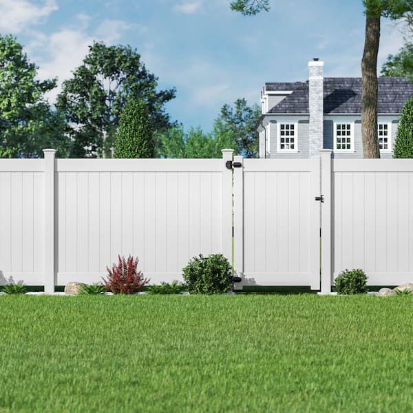 Freedom Emblem 6-ft H x 4-ft W White Privacy Vinyl Fence Gate Kit (Unassembled)