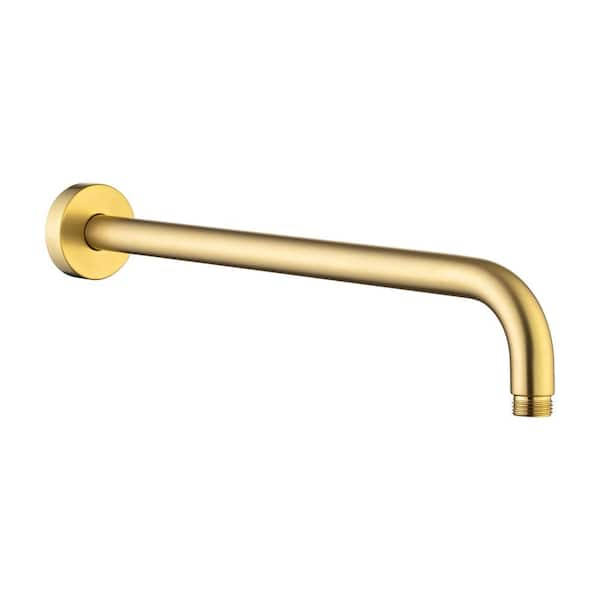 RAINLEX 16 in. Round Wall Mount Shower Arm and Flange in Brushed Gold ...