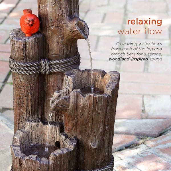 Details about   Outdoor Fountain 3 Tier Cascading Water 35 Inch Tall Tower Birdhouse Logs Rustic 