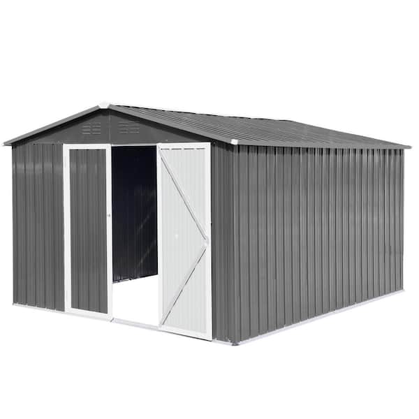 Gray 10 W x 12 D Outdoor Metal Storage Shed Aluminum