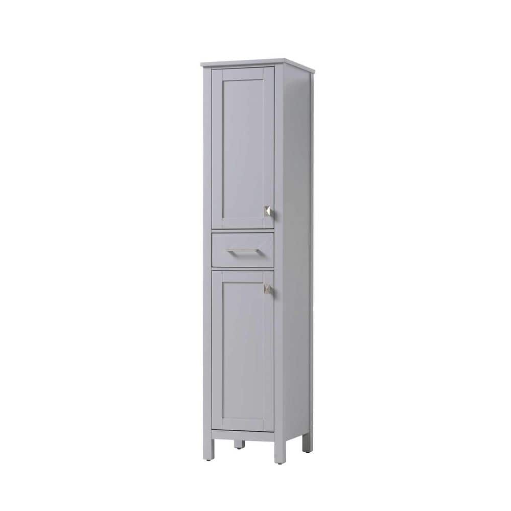 16 in. W x 18 in. D x 72 in. H Gray Freestanding Linen Cabinet