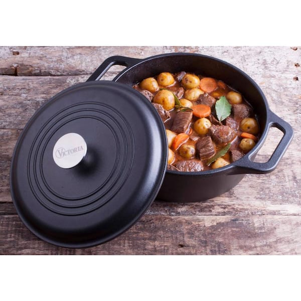 Victoria 6-Quart Cast Iron Combo Cooker, Combination Dutch Oven and  Skillet, Made in Colombia, 2-Piece Set,BLACK