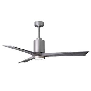 Patricia 60 in. LED Indoor/Outdoor Damp Brushed Nickel Ceiling Fan with Light with Remote Control, Wall Control