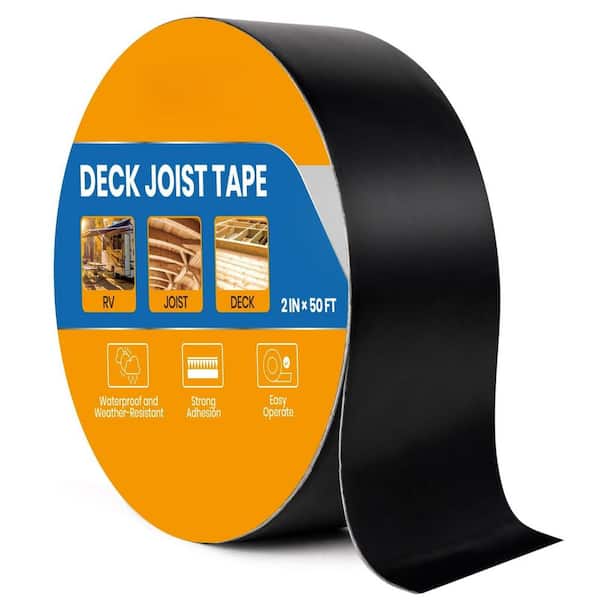 2 in. x 50 ft. Black Premium Butyl Rubber Rolling Tape, Weather Resistance and Waterproof Butyl Joist Tape (1-Pack)