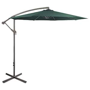 10 ft. Offset Outdoor Patio Umbrella with Hand Crank in Hunter Green