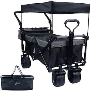 Collapsible Wagon 140 L Wagons Carts Foldable with Removable Canopy, Folding Wagon Cart with Wheels, Serving Cart