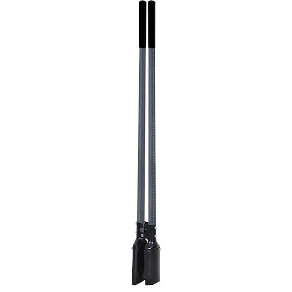 1.3 cu. ft. Heavy Duty Alloy Steel Post Hole Digger with 48" Fiberglass Handles & Cushion End Grip for Garden, Gray