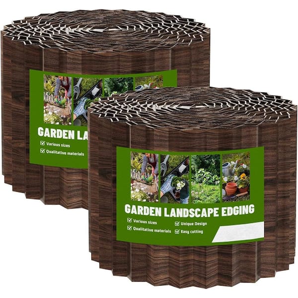 4" x 50' Corrugated Metal Garden Edging, Brown Landscape Border for Flower Bed and Yard