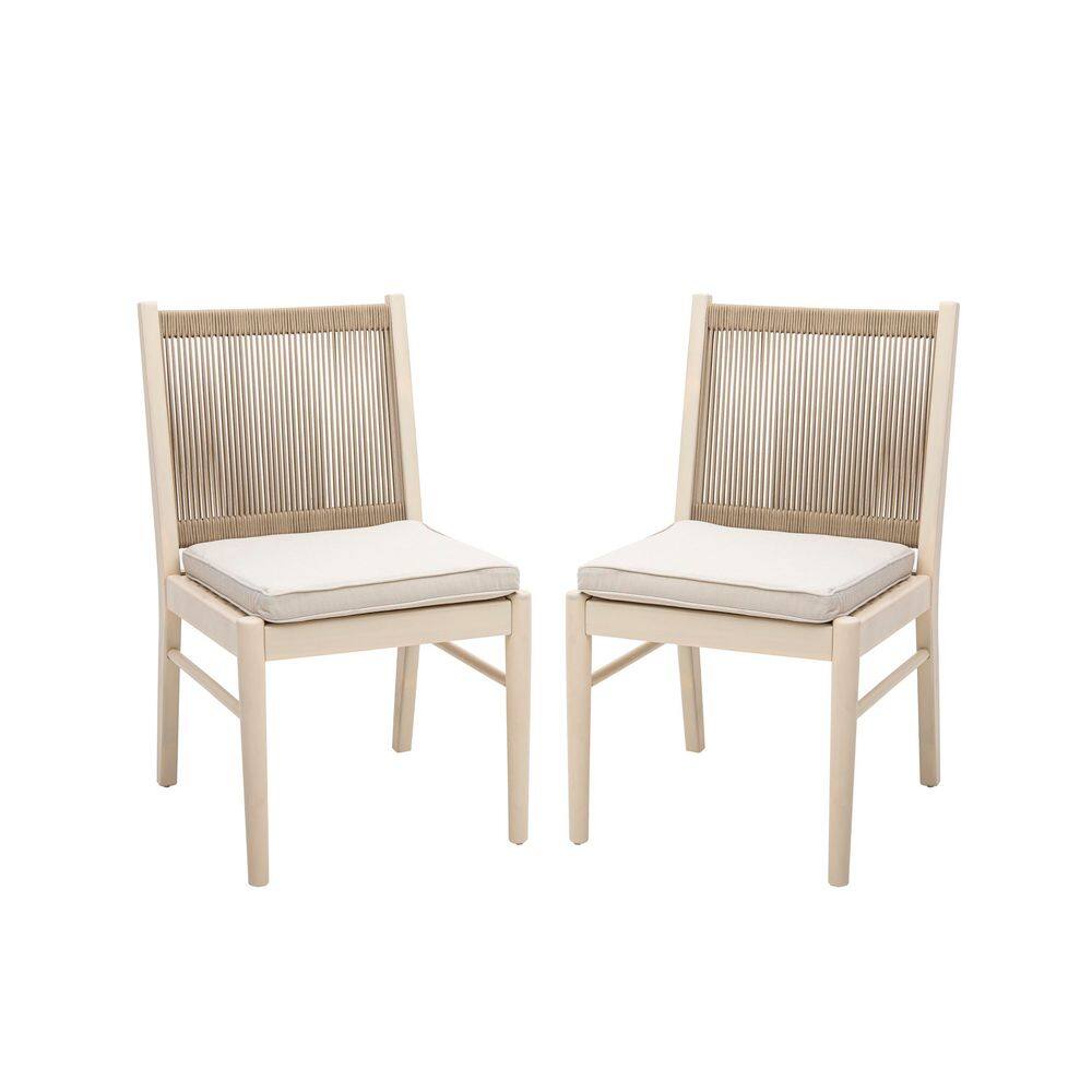 Yellow Acacia Wood Outdoor Dining Chair with Beige Cushions (2-Pack) price history on PriceWatchPro
