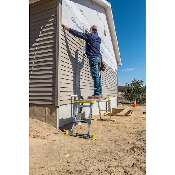 Gorilla Ladders - 4.6 ft. x 2.5 ft. Aluminum Heavy-Duty PRO, 2 in. Slim-Fold Work Platform, 4-Adjustable Heights, 375 lbs. Load Capacity