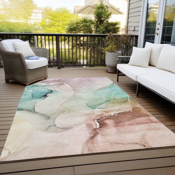 Addison Rugs Indoor/Outdoor Surfside ASR31 Aqua Washable 5' x 7'6 Rug