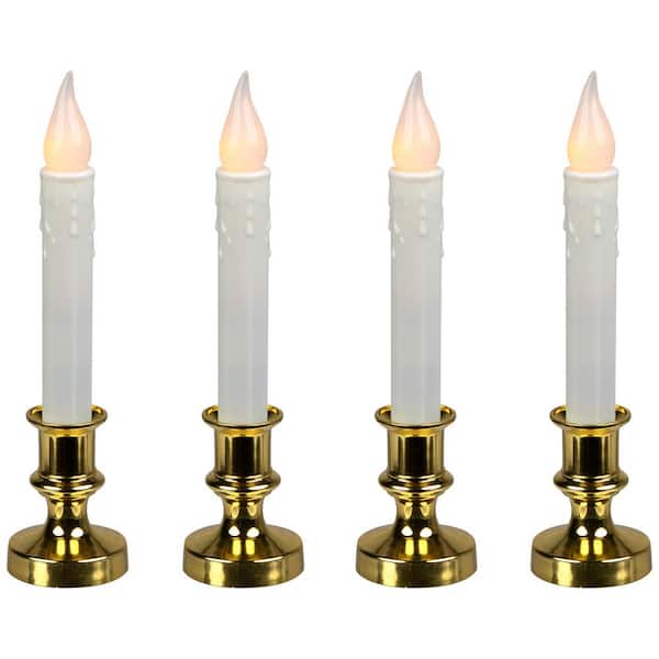 Set of 4 Battery Operated LED Flickering Window Christmas Candle Lamp with Timer 8.5 in.