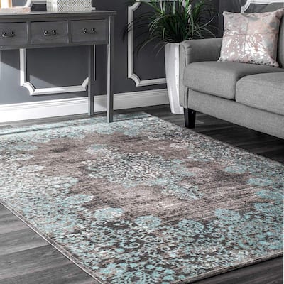 Teal Area Rugs The Home Depot, Turquoise And Brown Rugs