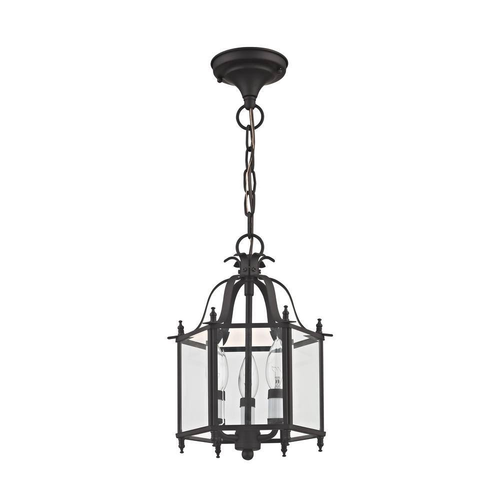 Livingston Bronze Mini Pendant/Ceiling Mount with Clear Beveled Glass
