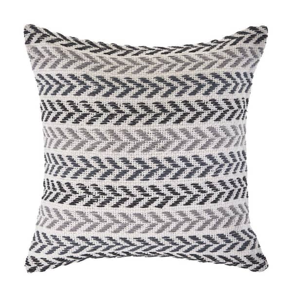 HomeRoots Black Geometric Polyester 18 in. x 18 in. Throw Pillow Set of 4