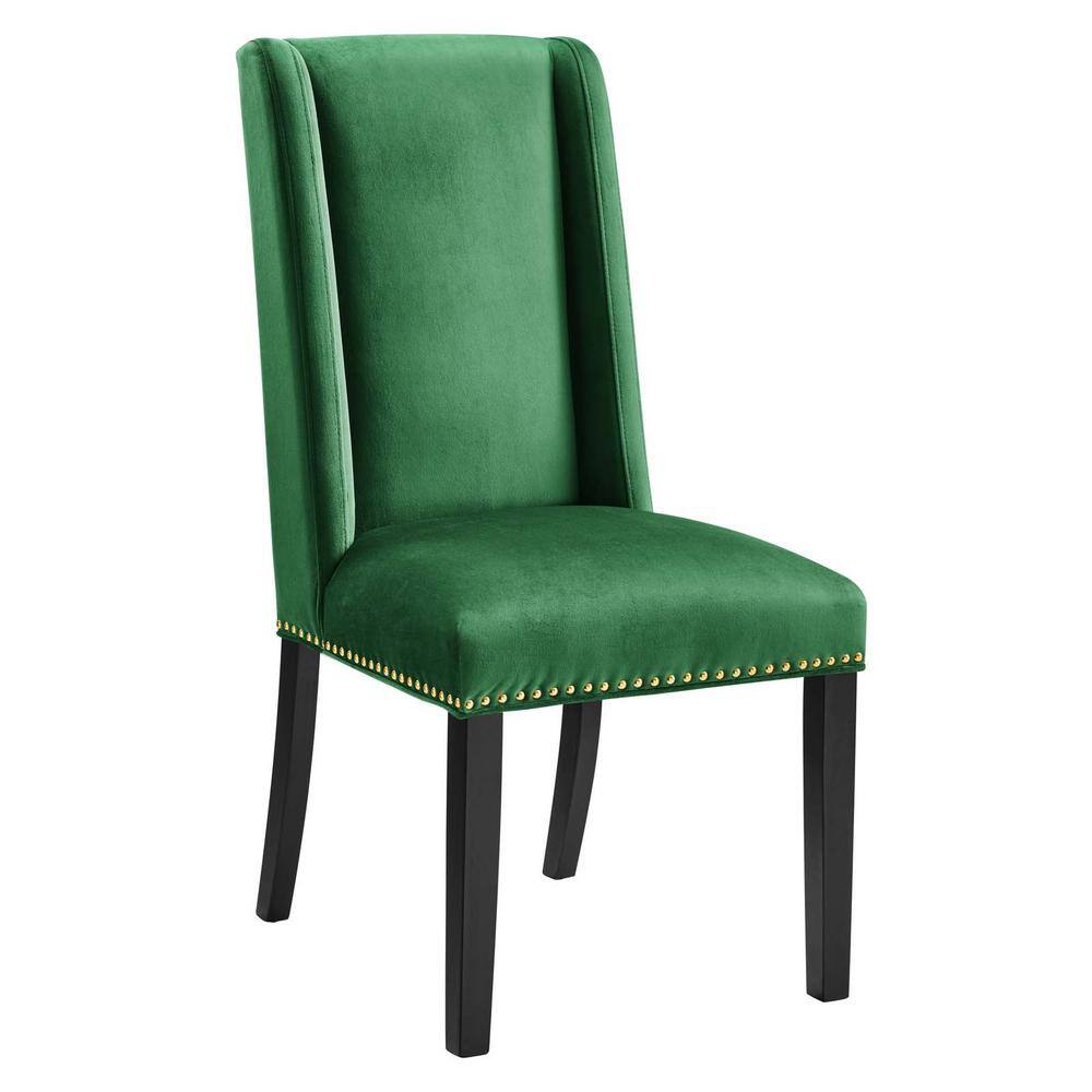 Emerald Velvet Upholstered Side Chair with Polished Nailhead Trim