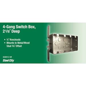 4-Gang Metal Electrical Box with 1/2 in. Knockouts and CV Bracket