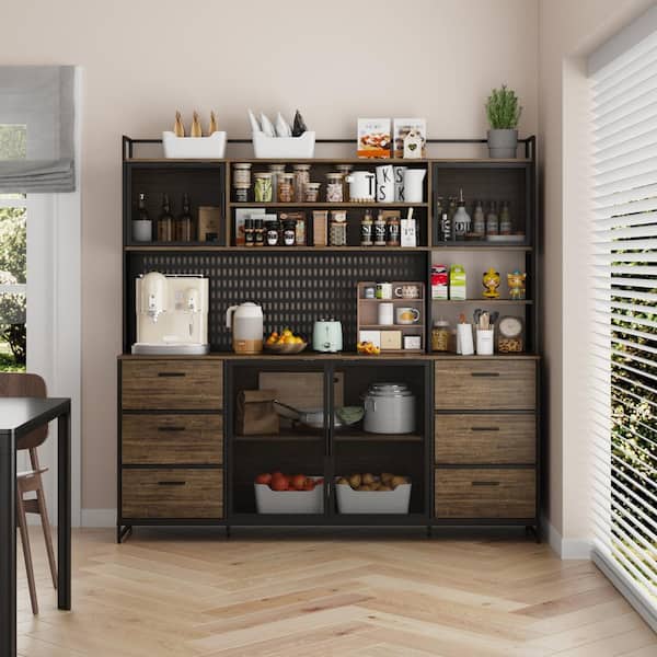 FUFU&GAGA 6-door Kitchen Pantry Cabinet Storage Hutch with