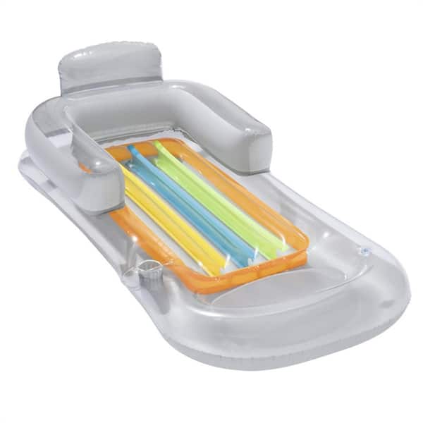 ITOPFOX 59 in. PVC Blue/Grey Inflatable Pool Float Raft, Headrest