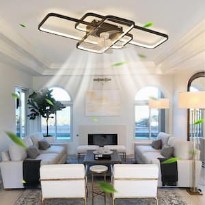 41 in. Indoor Black Indoor Ceiling Fan with Adjustable White Integrated LED, Remote Included