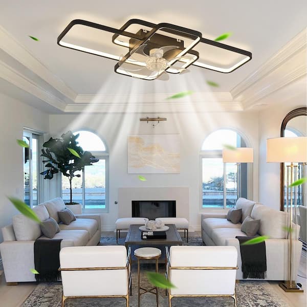 41 in. Indoor Black Ceiling Fan with Adjustable White Integrated LED, Remote Included