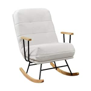 Rocking Chair Nursery, Teddy Fabric Modern Glider Upholstered Rocker with High Backrest, White