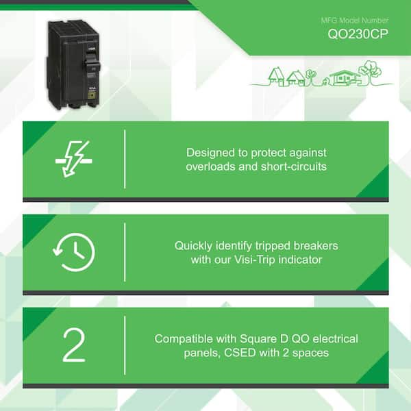 Square D QO 30 Amp 2-Pole Circuit Breaker(QO230CP) QO230CP - The Home Depot