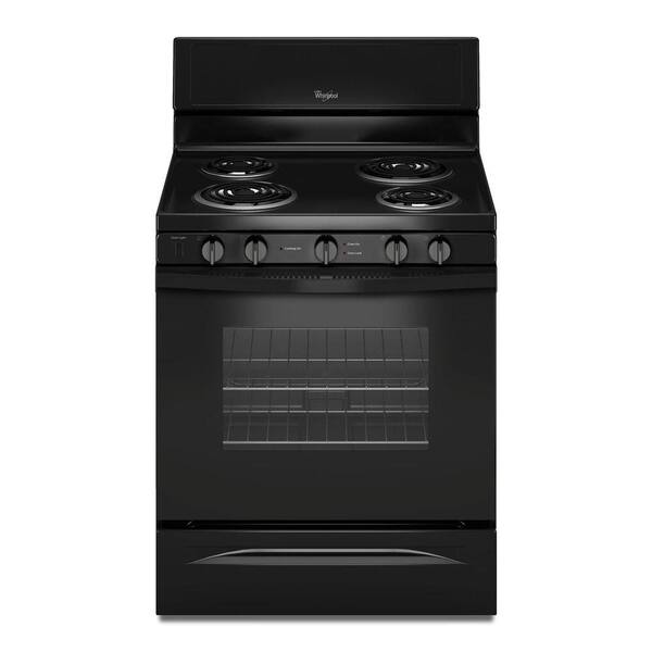 Whirlpool 30 in. 4.8 cu. ft. Electric Range with High-Heat Self-Cleaning Oven in Black