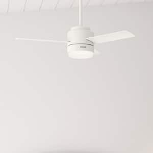 Gilmour 44 in. Indoor/Outdoor Matte White Ceiling Fan with Light Kit and Remote Included