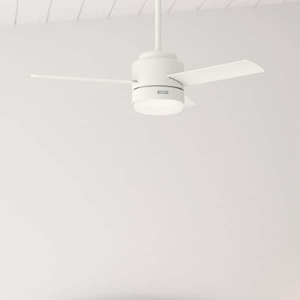 Gilmour 44 in. Indoor/Outdoor Matte White Ceiling Fan with Light Kit and Remote Included
