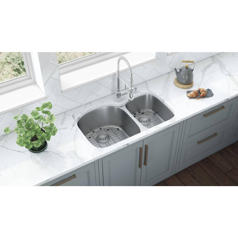Ruvati 34-Inch Stainless Steel Double Bowl Undermount Kitchen Sink