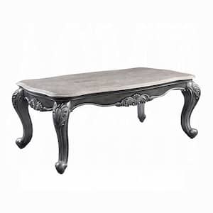 Ariadne 52 in. Platinum Rectangle Marble Coffee Table with No Additional Features