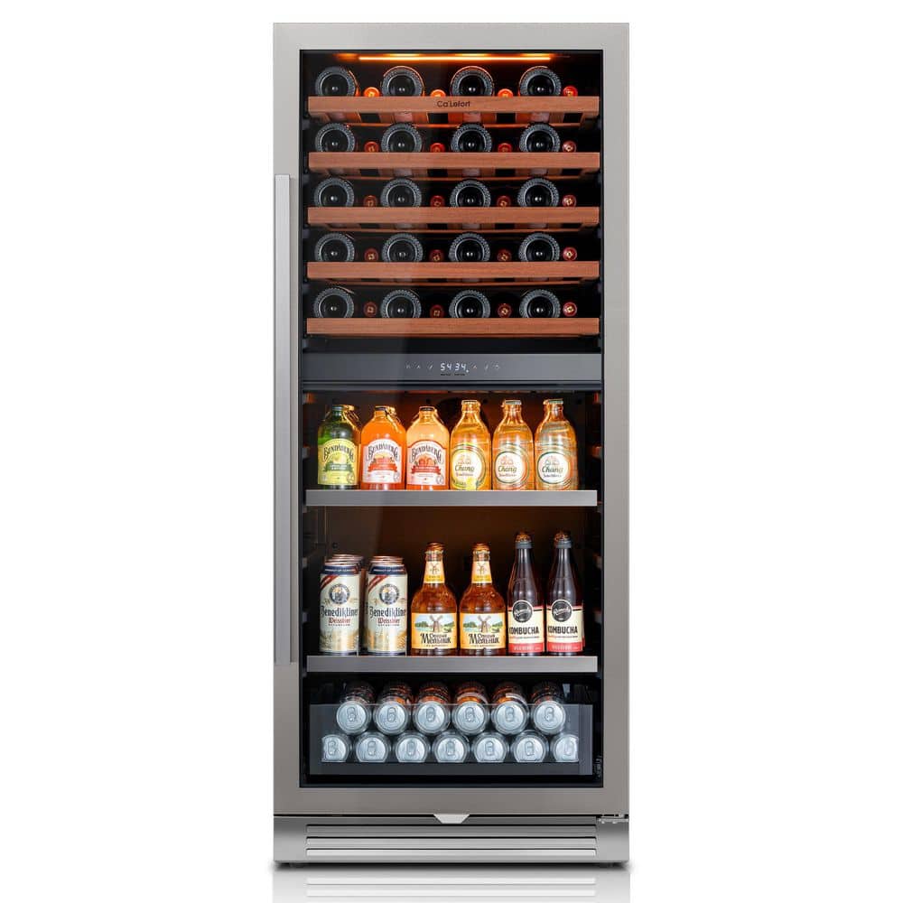 24 in. 40-Bottle and 112-Can Beverage and Wine Cooler Fridge Dual Zone Built-in Beverage Refrigerator in Stainless Steel price history on PriceWatchPro