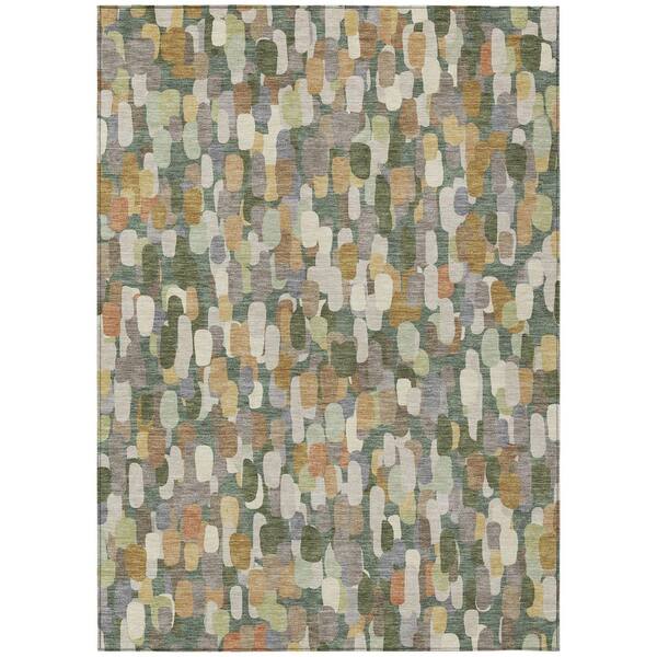 Chantille Machine Washable Indoor/Outdoor Abstract ACN2451 Basil 3 ft. x 5 ft. Area Rug