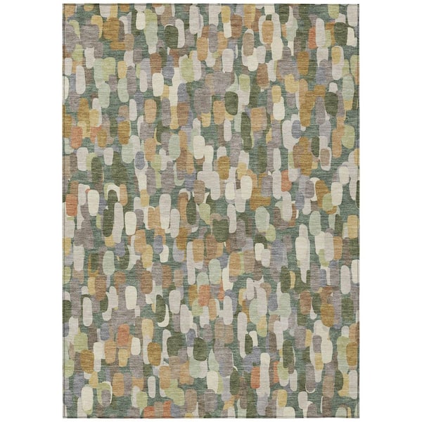 Chantille Machine Washable Indoor/Outdoor Abstract ACN2451 Basil 9 ft. x 12 ft. Area Rug