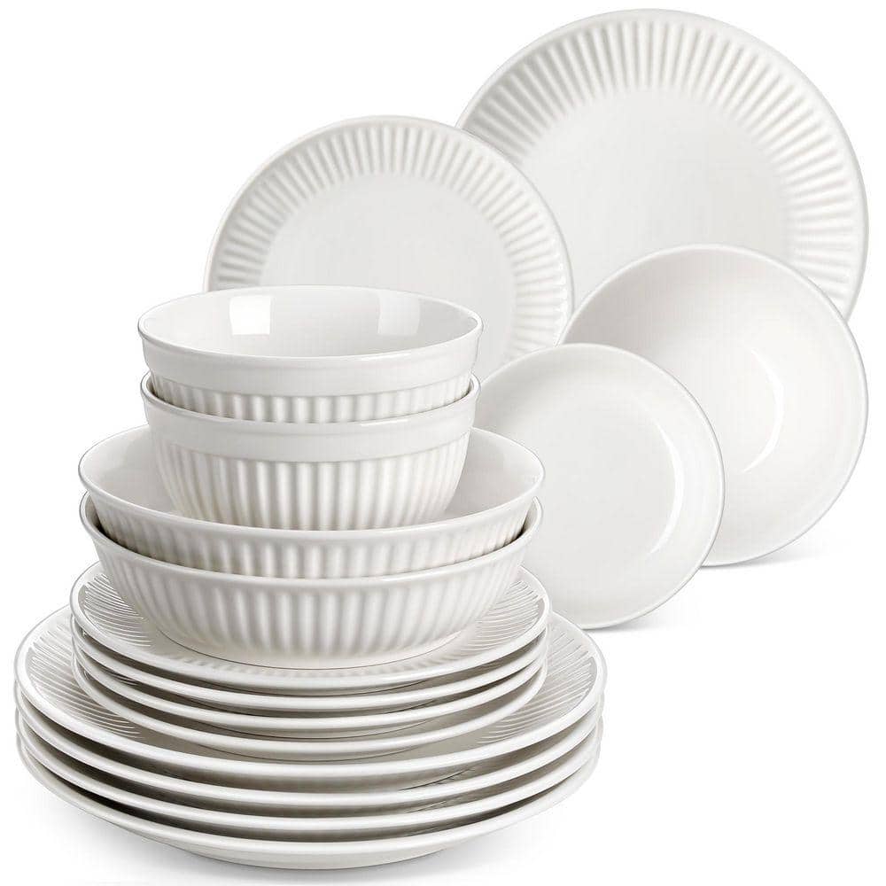 MALACASA 16-Piece White Porcelain Dinnerware Set (Service for 4