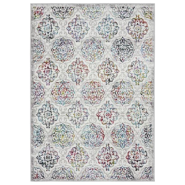 Home Dynamix Boho Andorra Ivory/Blue 8 ft. x 10 ft. Damask Area Rug