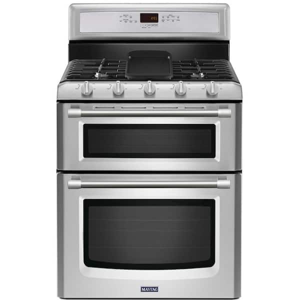 Maytag Gemini 6.0 cu. ft. Double Oven Gas Range with Self-Cleaning Convection Oven in Stainless Steel