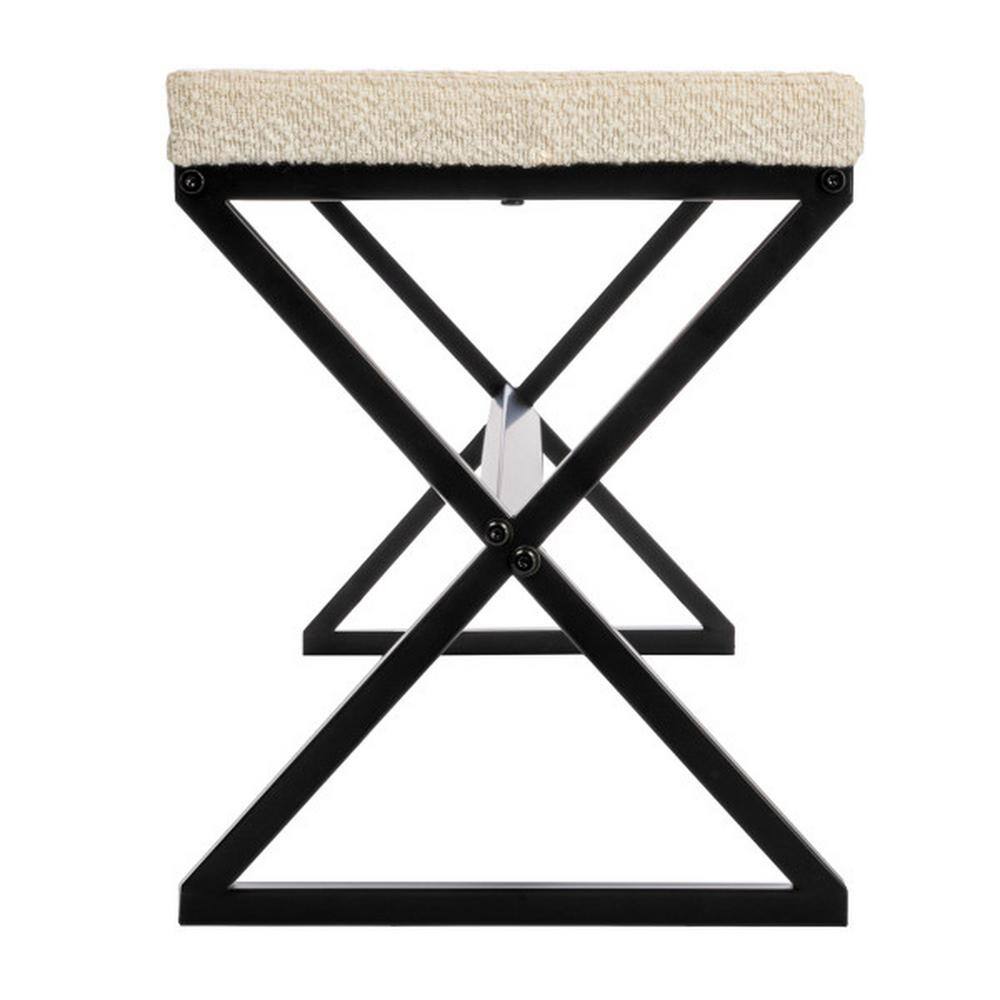 Harper Cream Boucle Upholstered Metal Bench