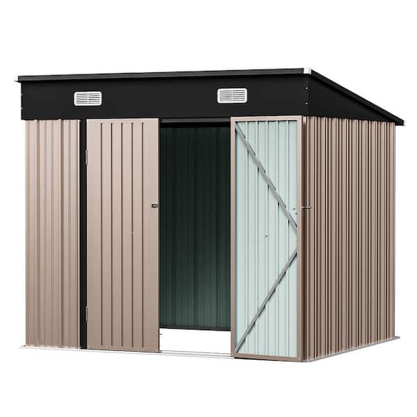 8 ft. W x 6 ft. D Sloping Roof Lean-To Storage Metal Shed with Double Lockable Door, Vents (48 sq. ft. )